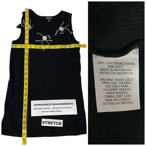 Allen B Tank Top Womens Size Large Black Knit Button Bow Work Office Casual - Picture 5 of 10